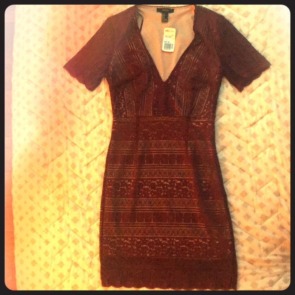 Dark red lace dress